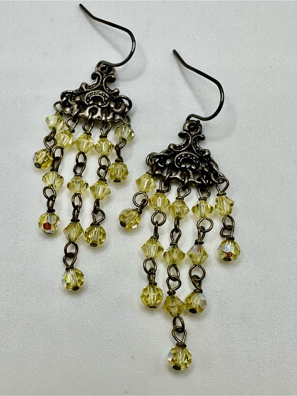 Vintage-Inspired Yellow Swarovski Crystal Chandelier Earrings - Picture 2 of 3